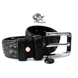 evgothicjewelry Crocodile Embossed Black Leather Men Women M Belt